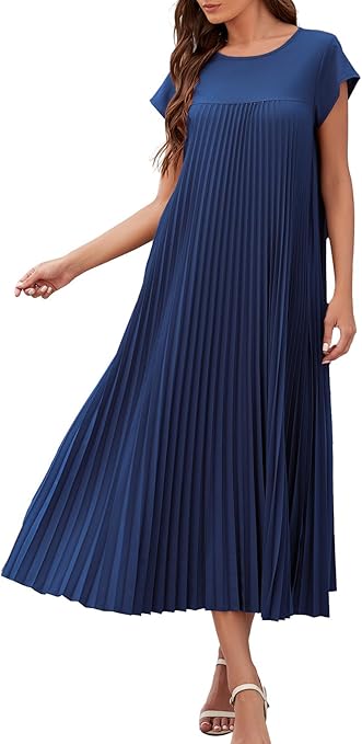 Largo Vestido Plisado Verano Casual